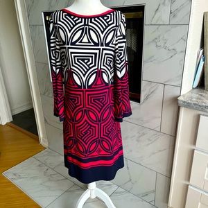 Navy, red & white midi dress